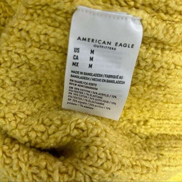 American Eagle Soft & Cozy Crewneck Chunky Knit Yellow Medium Oversized Sweater - Picture 6 of 10